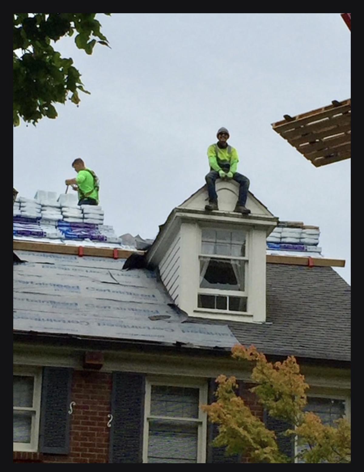 Mass & Mass crew installing CertainTeed on dormer